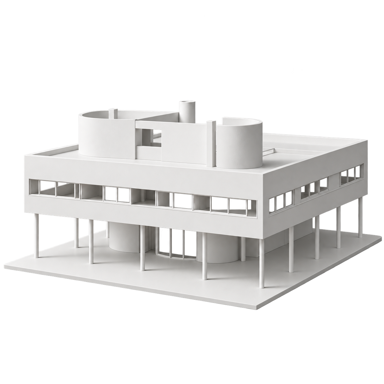 Render de maqueta blanca de Villa Savoye